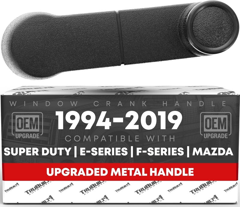 T1A Window Crank Handle Upgraded Metal, Left/Right - Compatible with 1993-2011 Ford Ranger, 97-16 F-Series, 09-19 E-Series; 94-16 Mazda B-Series - Black - OEM F37Z-1023342-A-MT, 012-1230-12, 767MX - Image 1